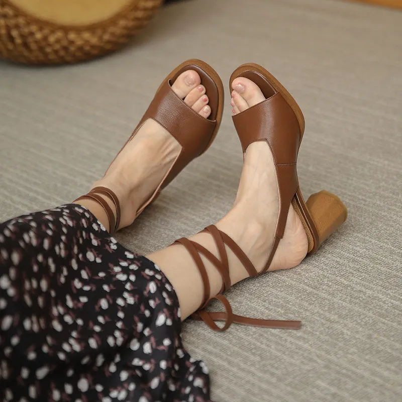 Women Sandals Back Strap Cow Leather Shoes