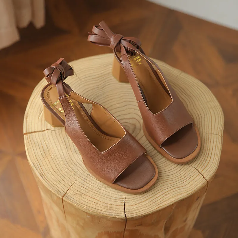 Women Sandals Back Strap Cow Leather Shoes
