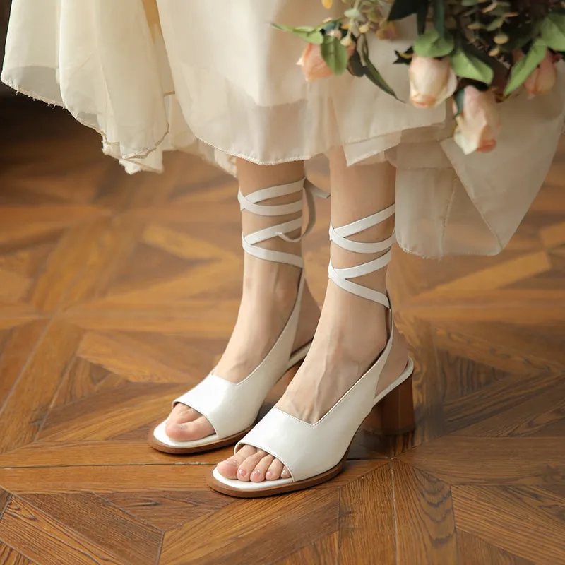 Women Sandals Back Strap Cow Leather Shoes