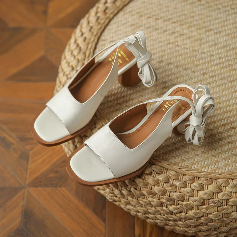 Women Sandals Back Strap Cow Leather Shoes