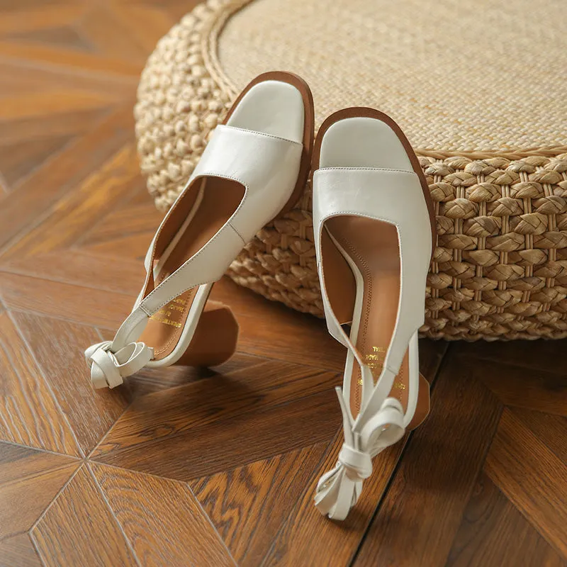 Women Sandals Back Strap Cow Leather Shoes