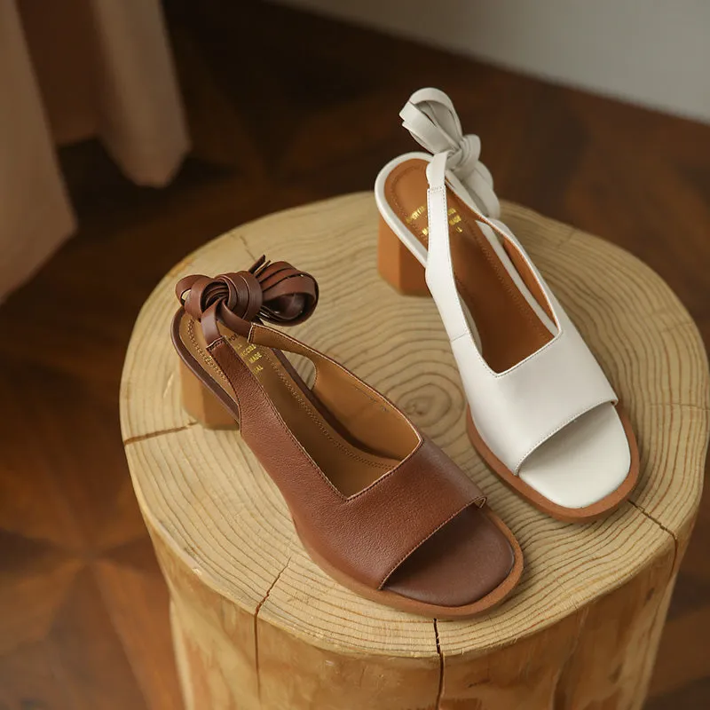 Women Sandals Back Strap Cow Leather Shoes