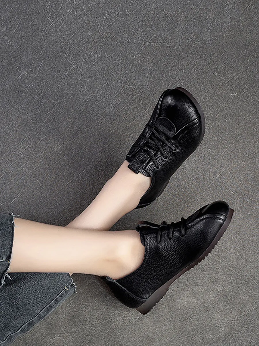 Women Spring Genuine Leather Low Heel Shoes