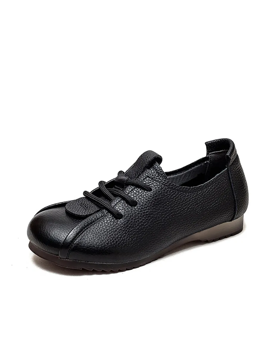 Women Spring Genuine Leather Low Heel Shoes