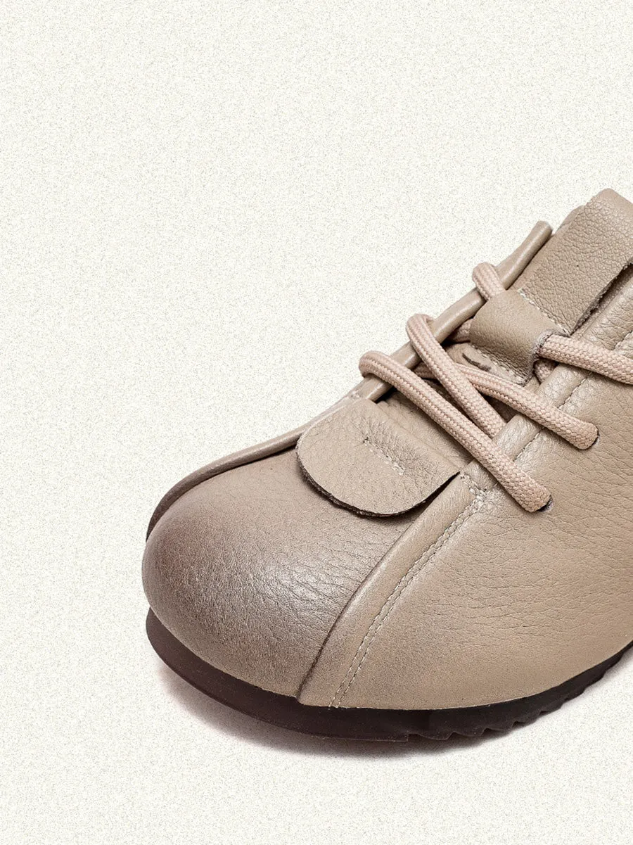 Women Spring Genuine Leather Low Heel Shoes