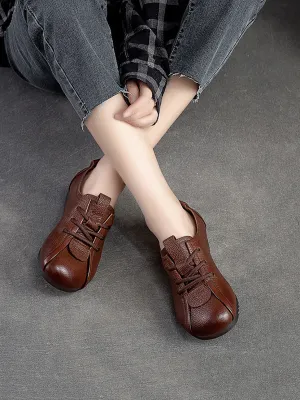 Women Spring Genuine Leather Low Heel Shoes