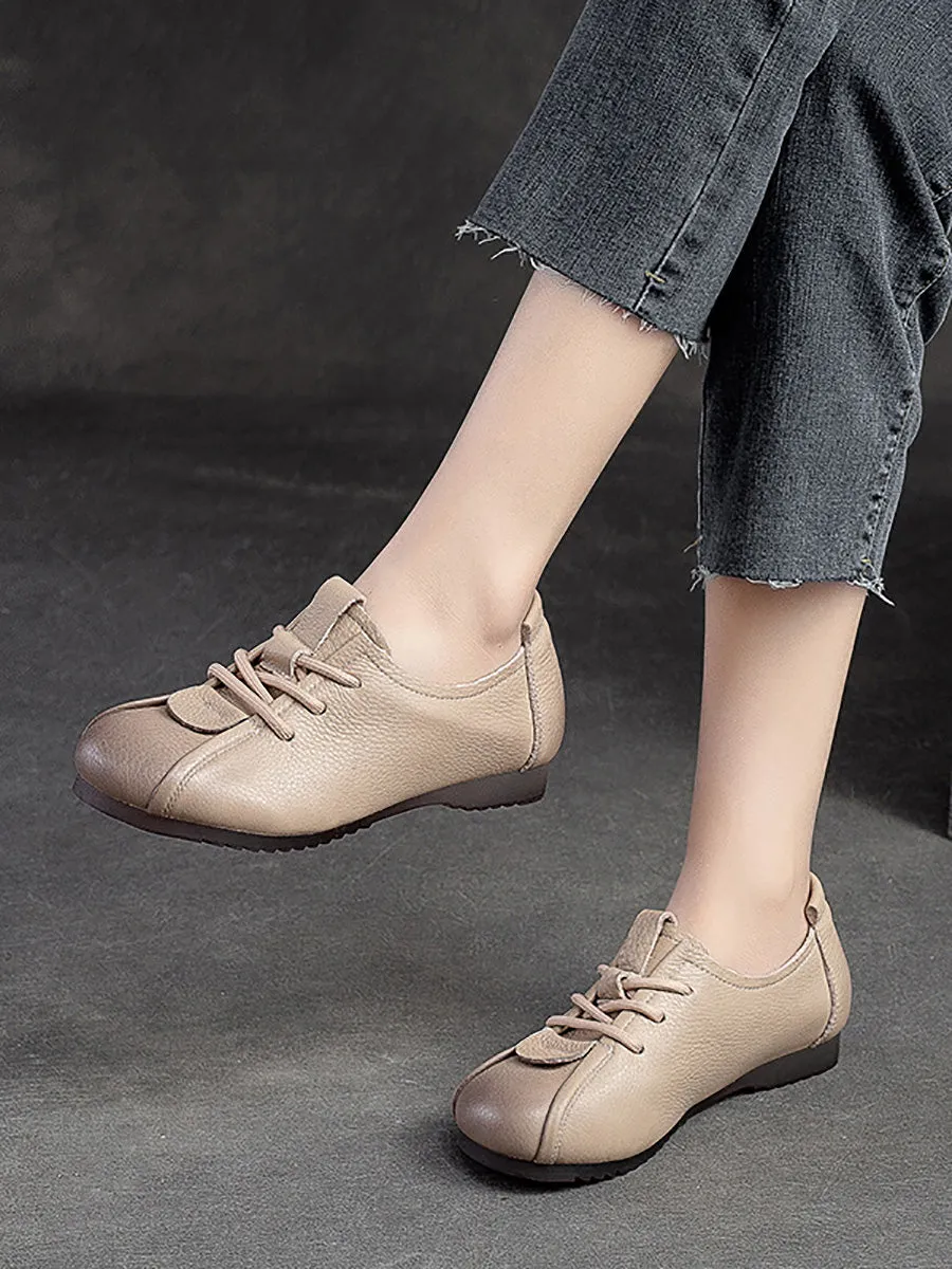 Women Spring Genuine Leather Low Heel Shoes