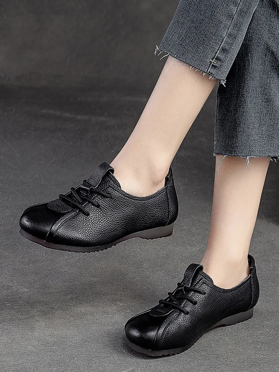 Women Spring Genuine Leather Low Heel Shoes