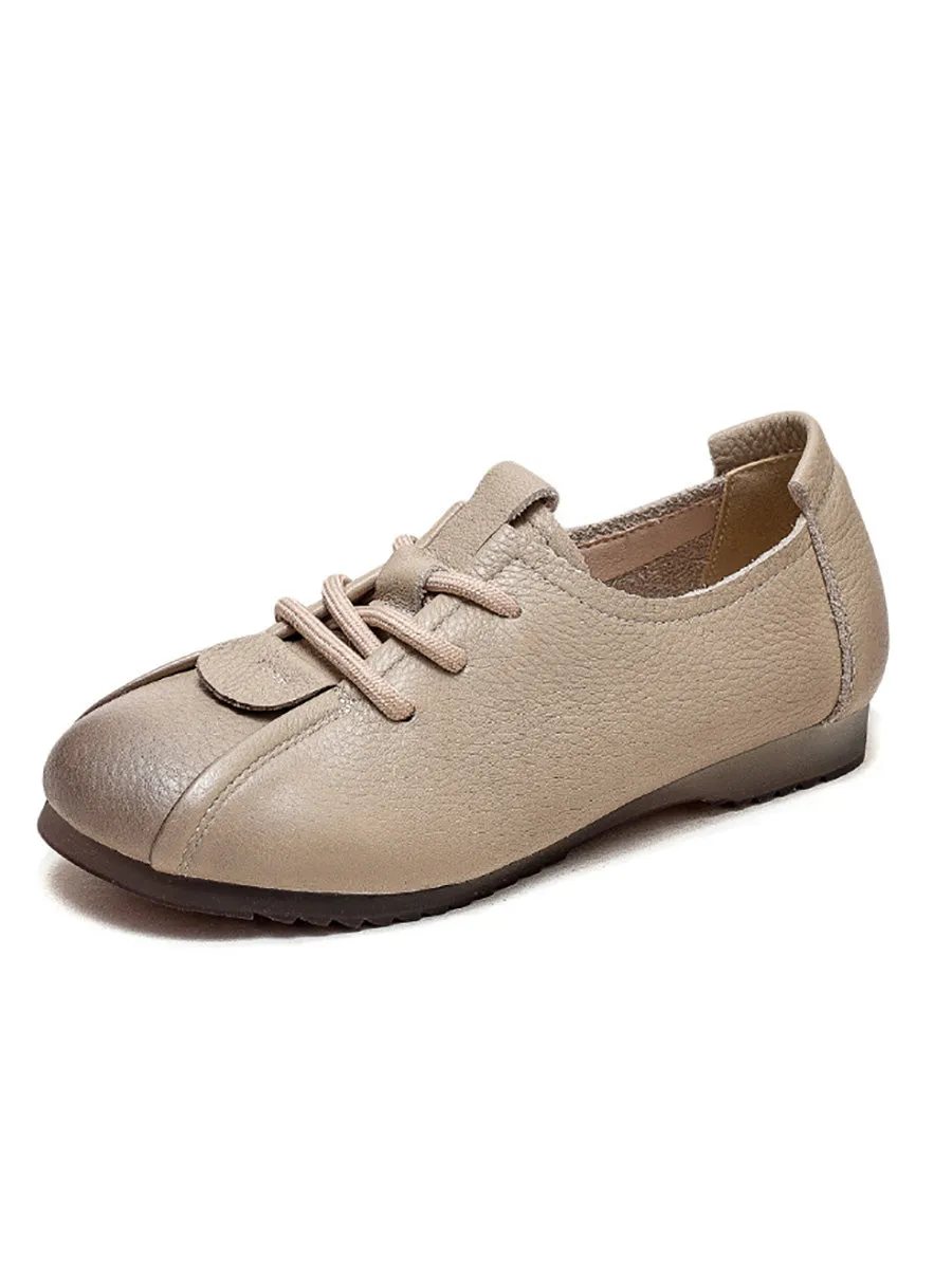 Women Spring Genuine Leather Low Heel Shoes
