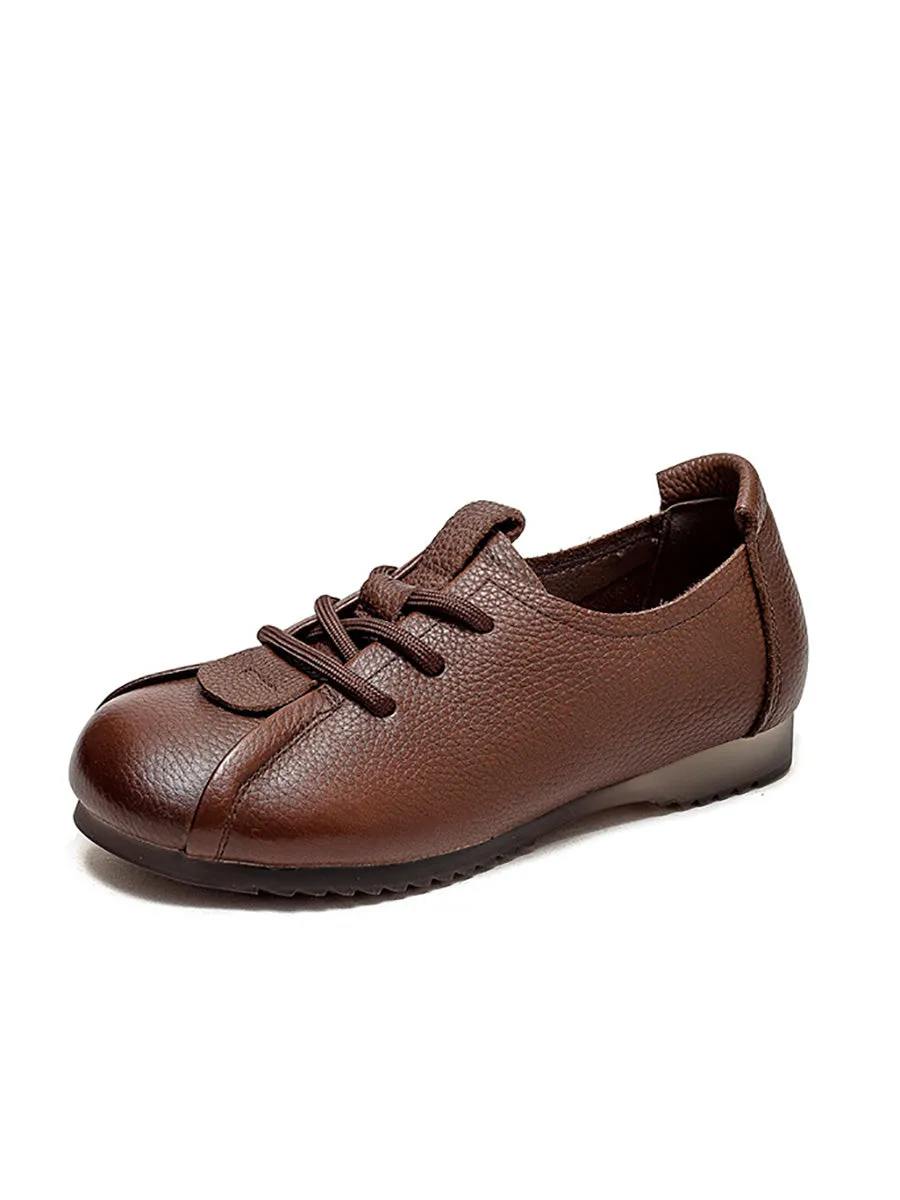 Women Spring Genuine Leather Low Heel Shoes