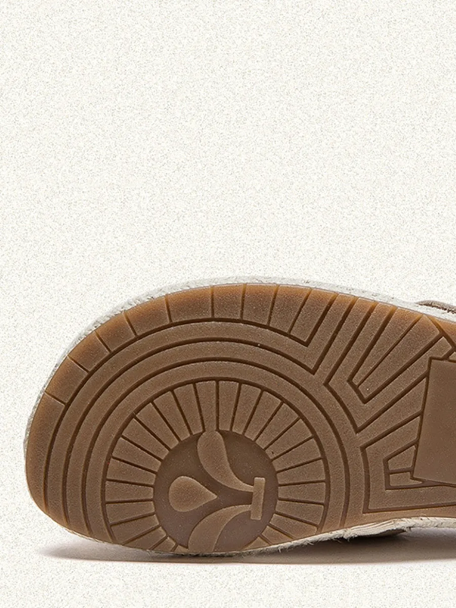 Women Summer Vintage Weave Leather Spliced Shoes