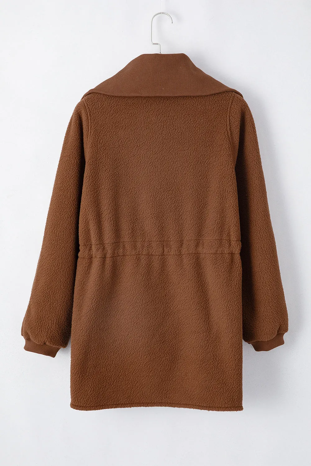 Womens Brown Half Zip Fleece Pullover Jacket