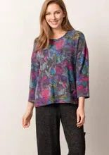 Women's Habitat | Soft Fleece Boxy Crew Sweater | Amethyst Floral