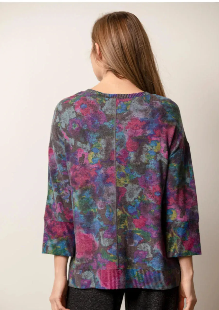 Women's Habitat | Soft Fleece Boxy Crew Sweater | Amethyst Floral