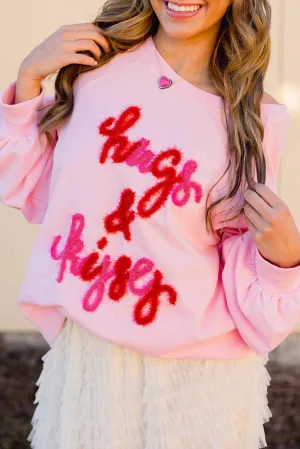 Womens Hugs and Kisses Embroidered Sweatshirt