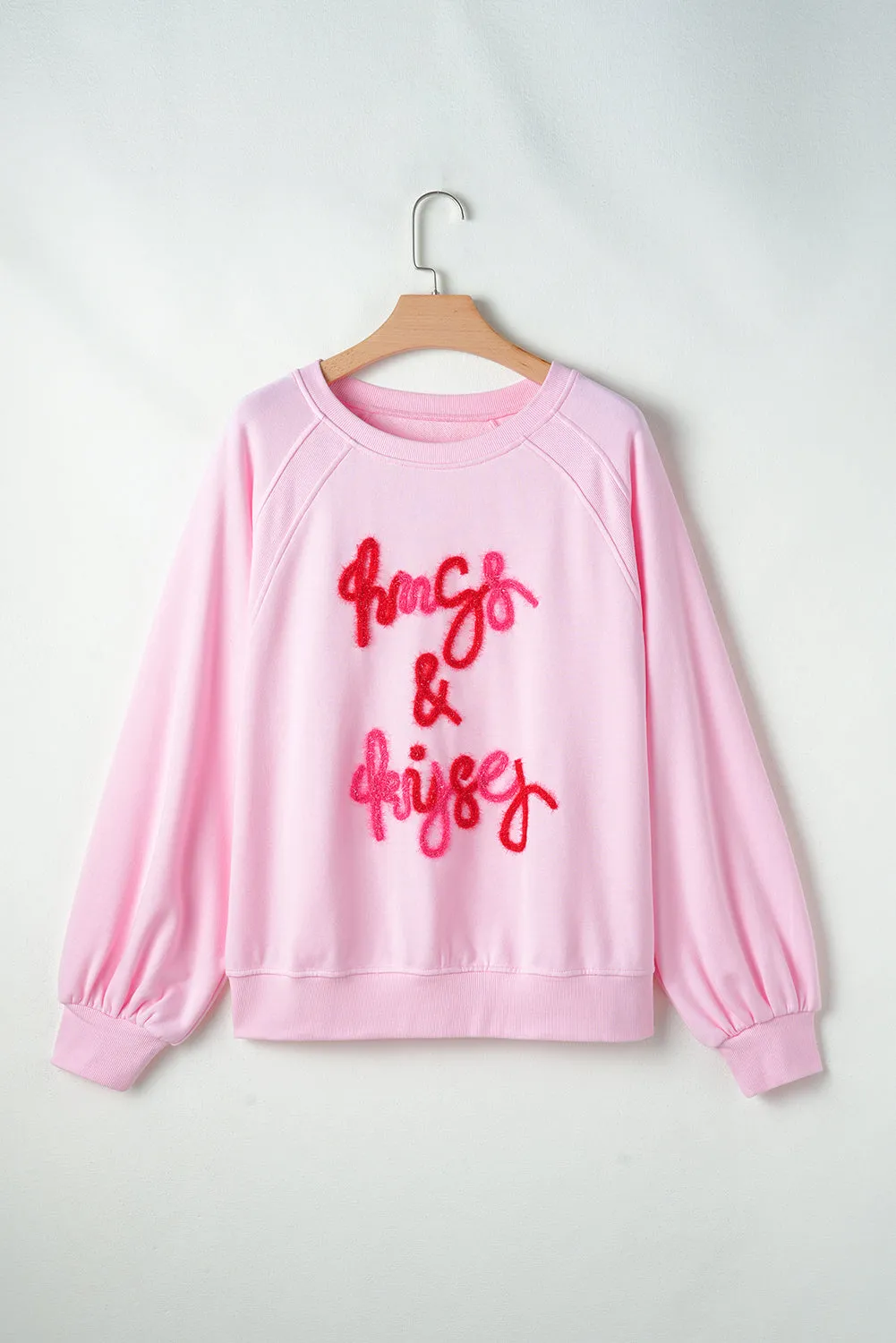 Womens Hugs and Kisses Embroidered Sweatshirt