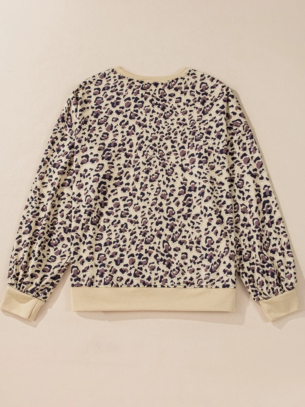 Womens Parchment Leopard Print Crew Neck Sweatshirt