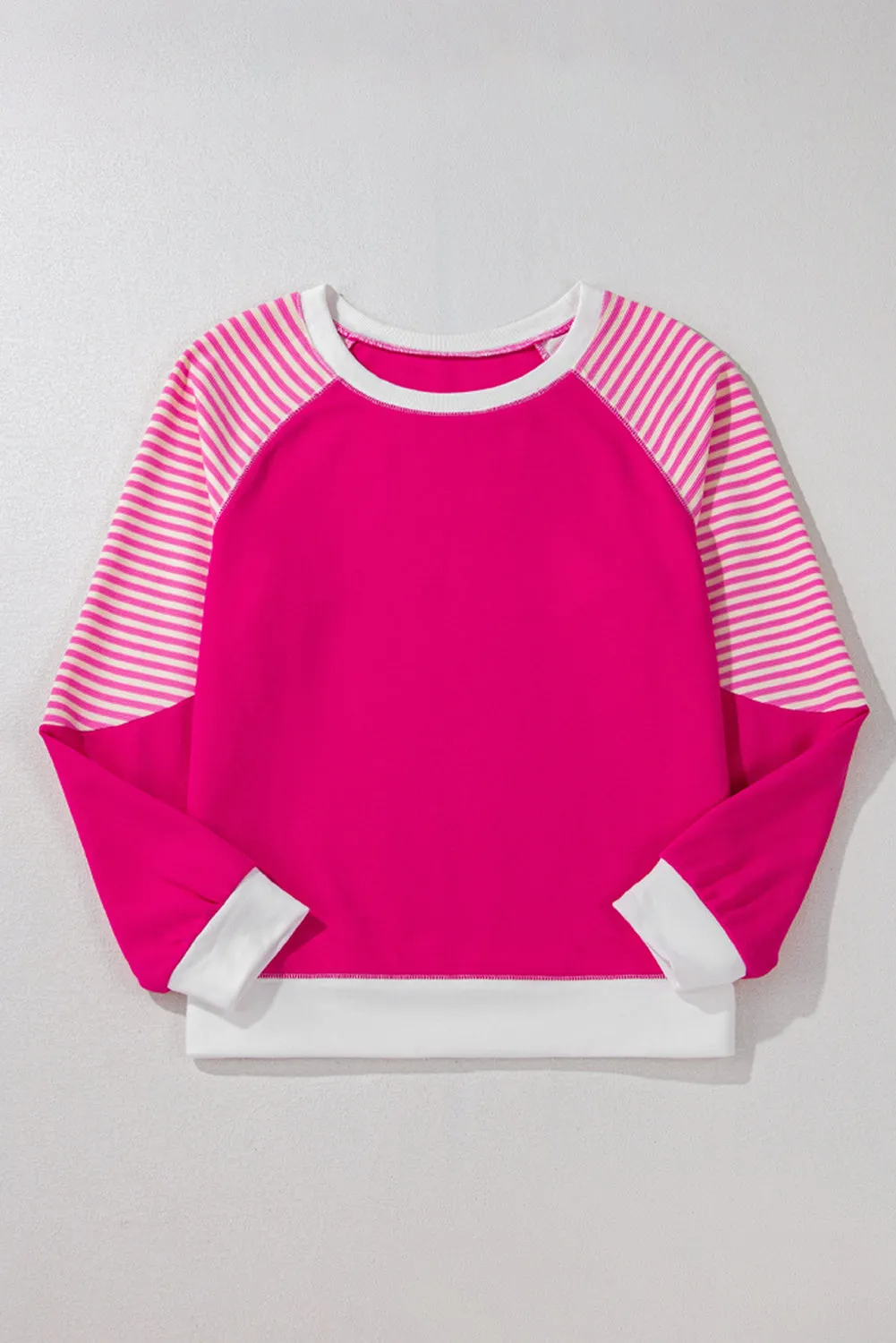 Womens Pink Striped Raglan Top