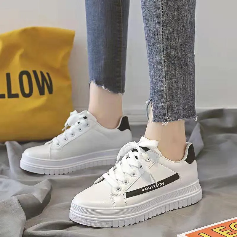 Women's Summer Flat Ins Board Shoes Casual Sports Shoes Korean Version All-match Small White Shoes Ladies Heightening Shoes Student Skate Shoes