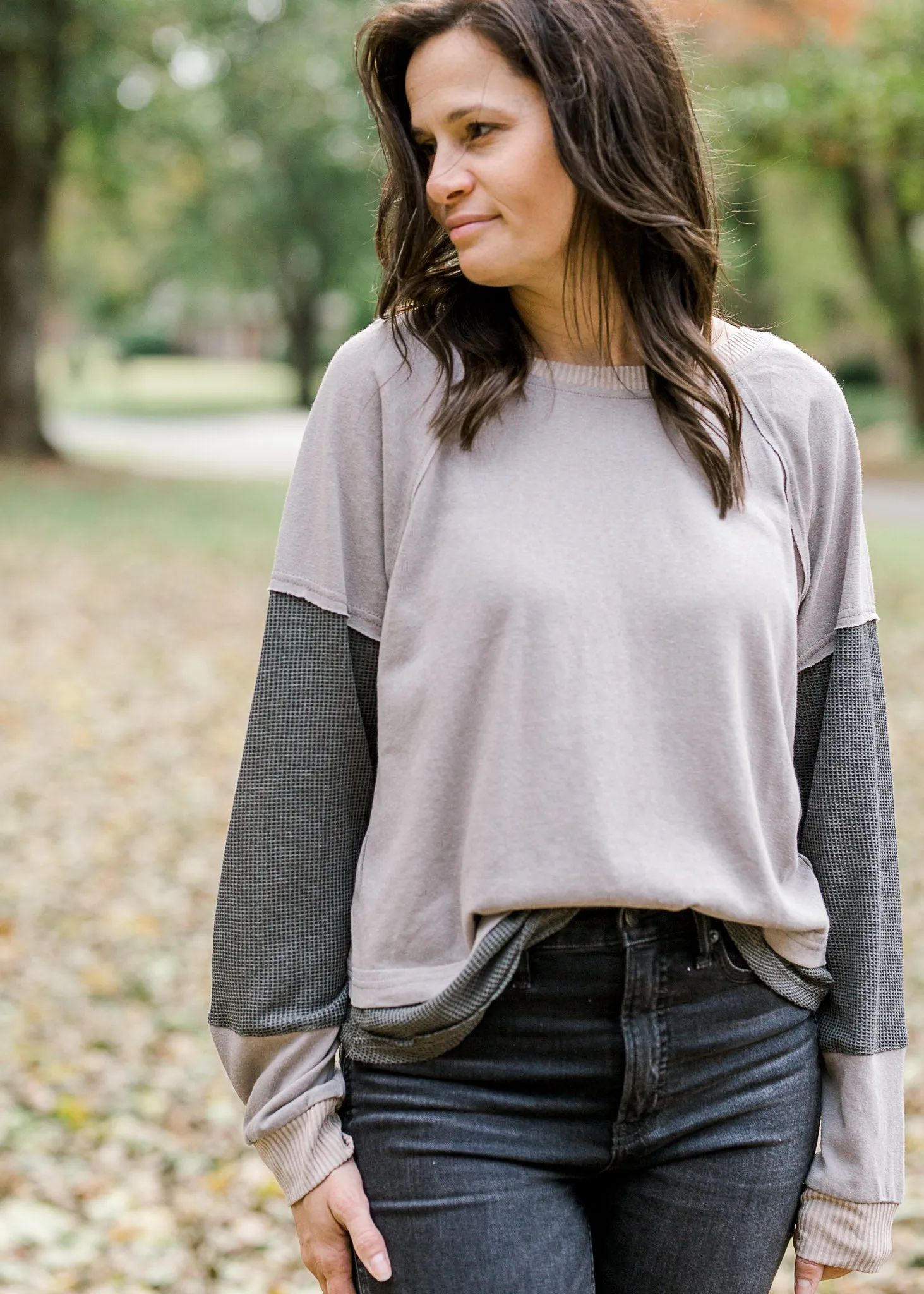 X Warm Ash Two Tone Top