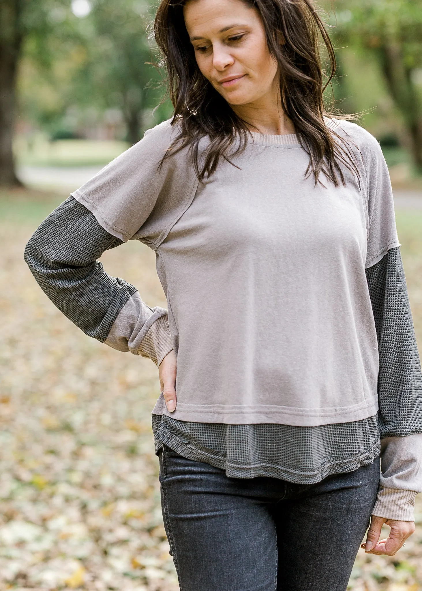 X Warm Ash Two Tone Top