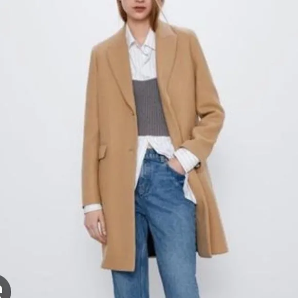 Zara premium quality Manteco trench coat size XS tan neutral business casual