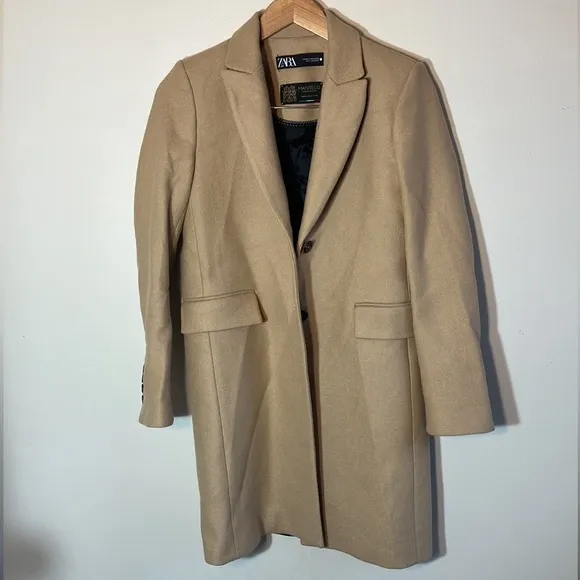 Zara premium quality Manteco trench coat size XS tan neutral business casual